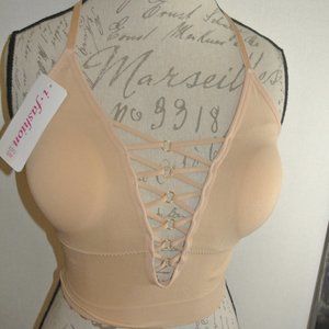 NWT Deep V Low Cut Crop Tank Top O Rings Small HOT